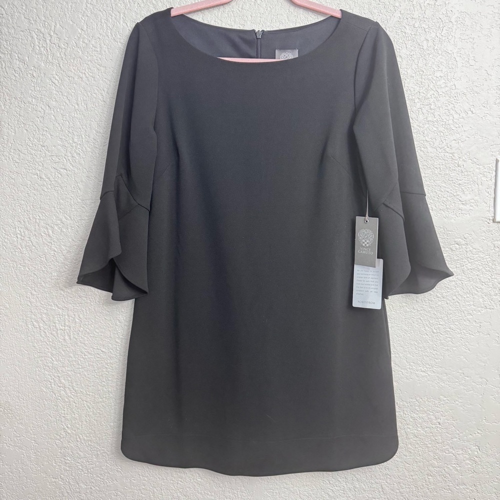 Vince Camuto Black Shift Dress Size 10P | Flutter Sleeve Petite NWT